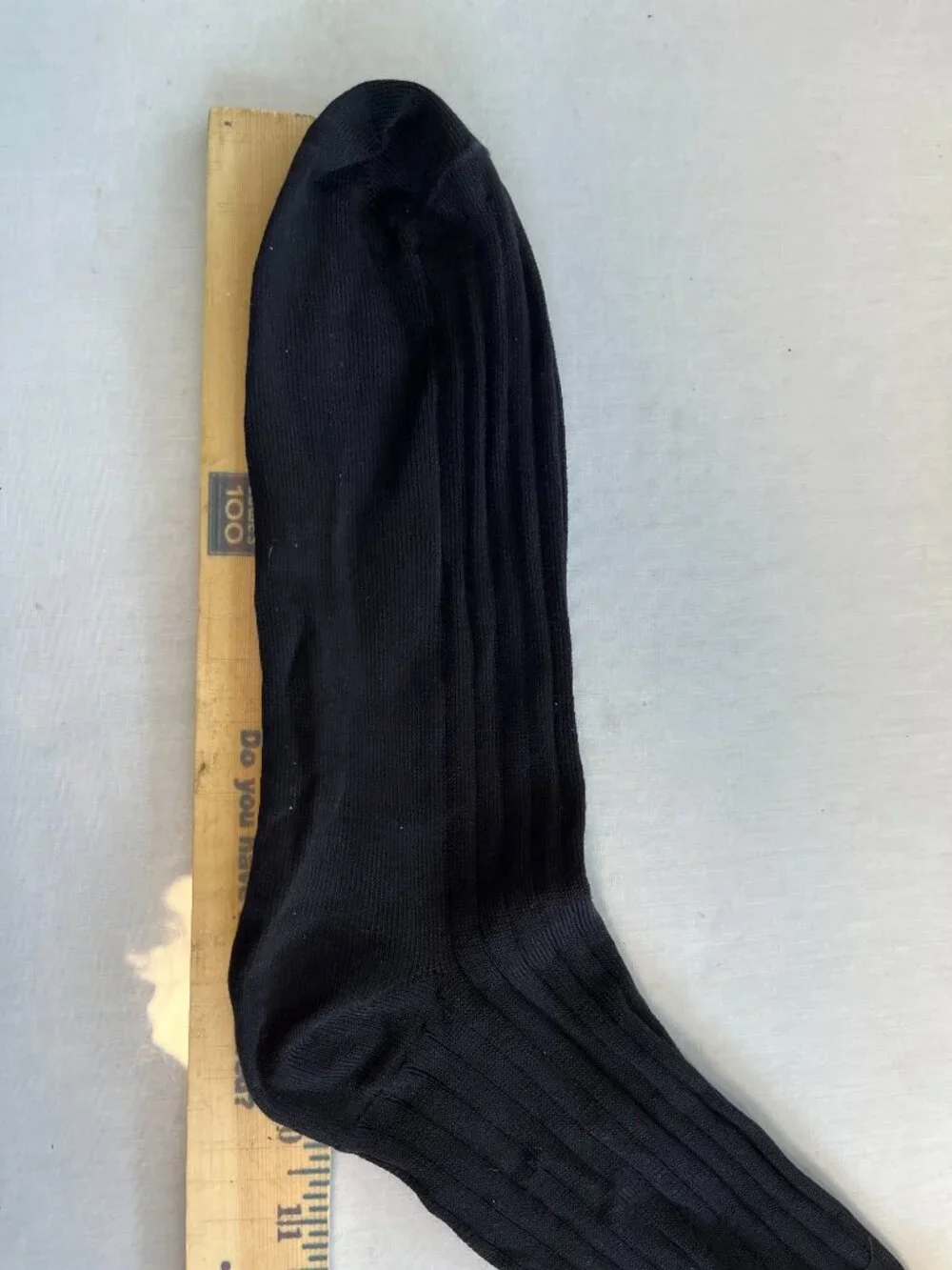 Men's Silk Ribbed Dress Socks Black Over The Calf Knee High
